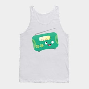 Cute funny happy retro radio cartoon Tank Top